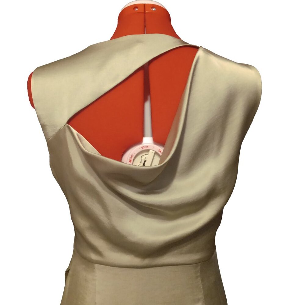 Reiss Cream Asymmetrical Sleeveless Draped Dress - Picture 3 of 8